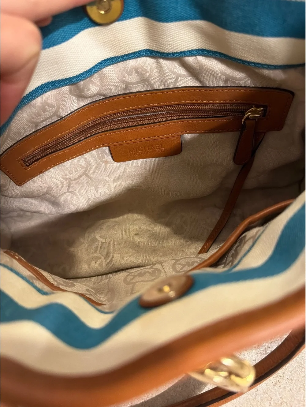 Michael Kors Hamilton Striped Canvas Mini Tote Bag